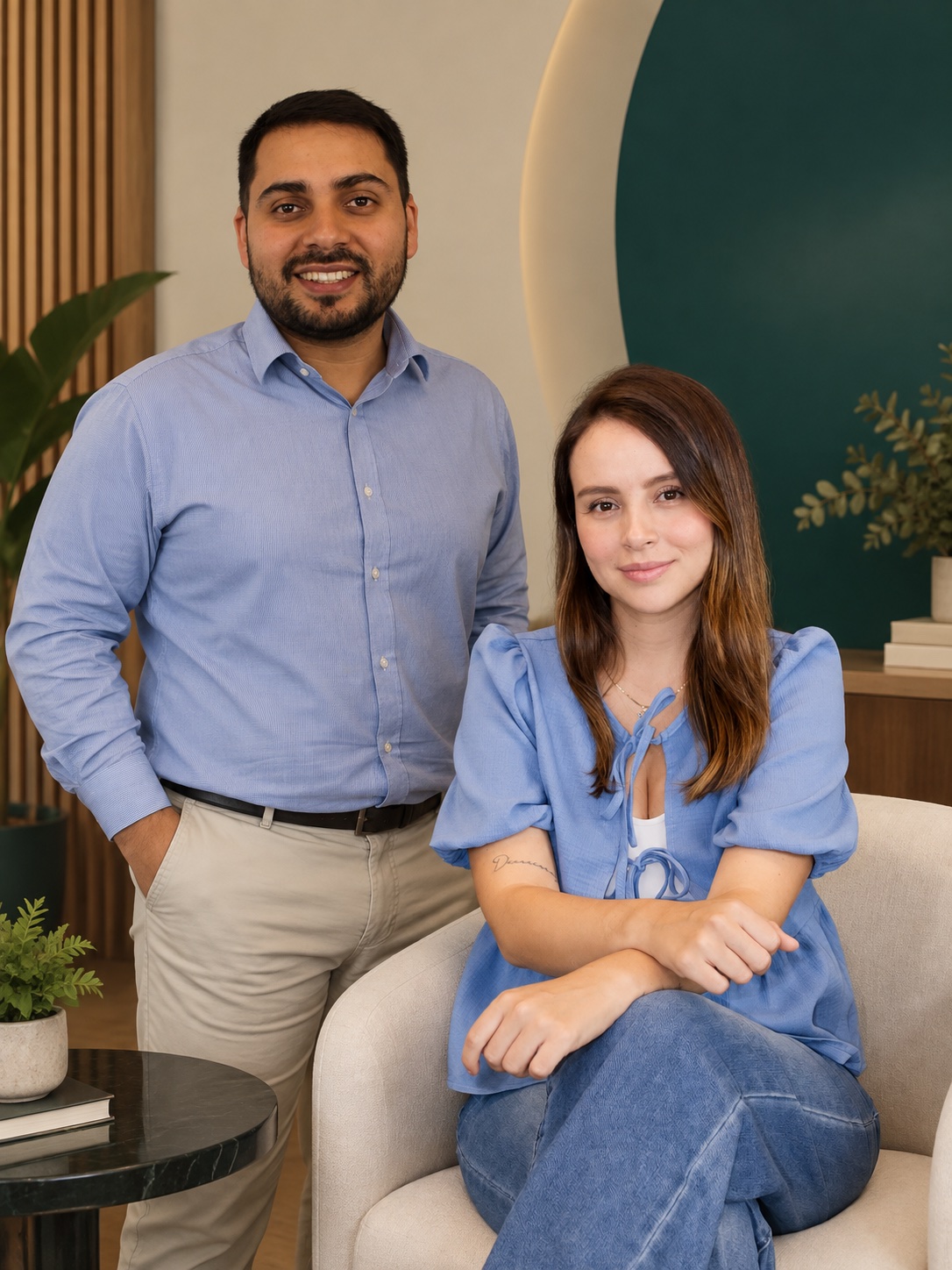 Zaret Zambrano y Pablo, representante de XTB